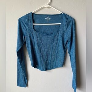 Hollister Women's Teal Long Sleeve Croptop